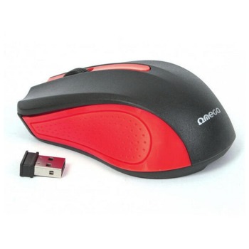 Elegantní ergonomická bezdrátová myš Omega - Červeno - černá