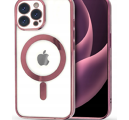 MagSafe kryt s růžovým rámečkem a krytem na kameru pro iPhone 15 Pro Max