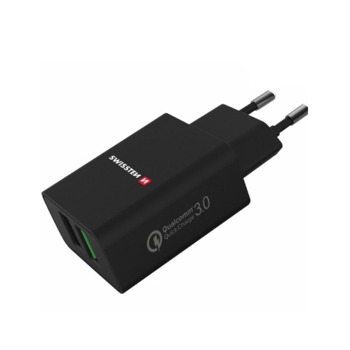 SWISSTEN síťový adaptér 2x USB, QC 3.0, 23W - Černý