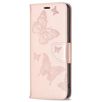 Knížkový obal pro Samsung Galaxy A15 - Motýlci, Zlato-růžové