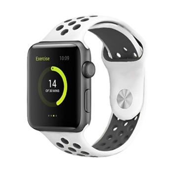 SWISSTEN ŘEMÍNEK PRO APPLE WATCH SILIKONOVÝ - SPORT 38 / 40 / 41 mm PLATINOVO/ČERNÝ