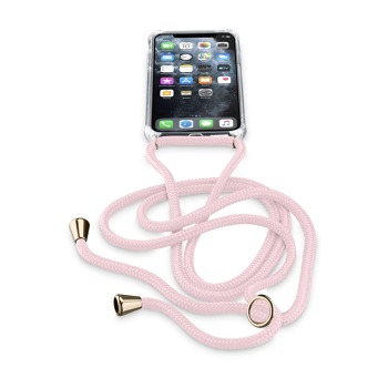 Zadní kryt Cellularline s růžovou šňůrkou na krk pro iPhone 11 Pro