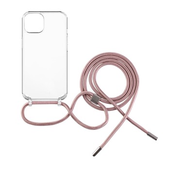 Pouzdro FIXED Pure Neck s růžovou šňůrkou na krk pro Apple iPhone 12 Pro