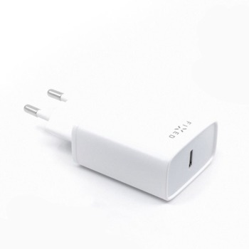 Set síťové nabíječky FIXED s USB-C výstupem a USB-C/Lightning kabelu, podpora PD, 1 metr, MFI, 18W - Bílý