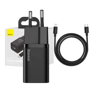 Baseus Super Si Quick Charger 1C 20W s kabelem USB-C pro Lightning 1m (černý)