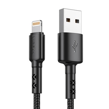 Kabel USB-Lightning Vipfan X02, 3A, 1,8 m (černý)