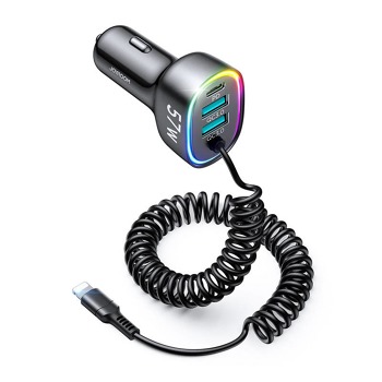 Nabíječka do auta Joyroom JR-CL20, 2x USB + 2x Lightning, 57 W + kabel Lightning (černá)