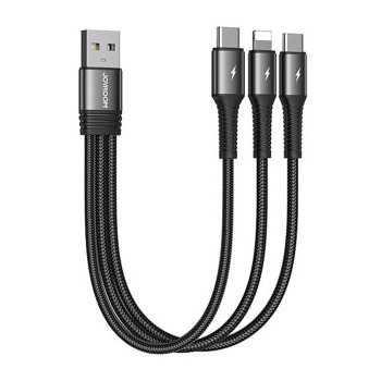 USB kabel Joyroom S-01530G11 3v1 2x USB-C / Lightning 3,5A 0,15 m (černý)