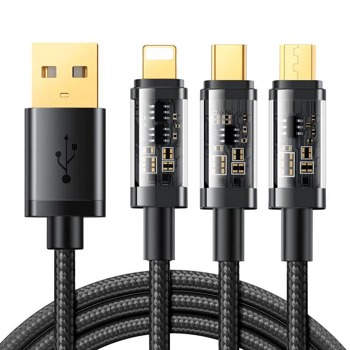 USB kabel Joyroom S-1T3015A5 3v1 USB-C / Lightning / Micro USB 3,5A 1,2 m (černý)