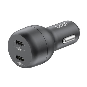 Nabíječka do auta Budi, 2x USB-C, 40W, PD (černá)