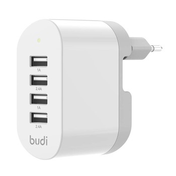 Nástěnná nabíječka Budi, 4x USB, 34 W (bílá)