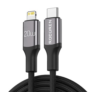 Rocoren USB-C na Lightning Retro Series 1m rychlonabíjecí kabel (šedý)