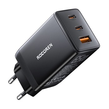 Nabíječka Rocoren GaN Pro 65W, 2x USB-C, USB (černá)