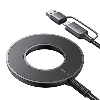 Magnetická nabíječka Joyroom JR-WQM03, USB + USB-C, 1,2 m (černá)