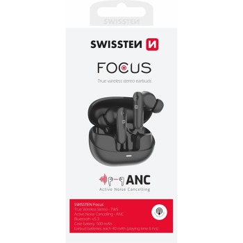 BLUETOOTH ANC SLUCHÁTKA SWISSTEN FOCUS ČERNÁ