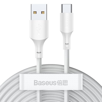 Baseus Simple Wisdom Data Cable Kit USB na Type-C 5A (2 kusy / sada) 1,5 m Bílá