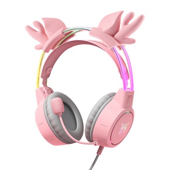 ONIKUMA X15Pro růžová/sluchátka s jeleními rohy