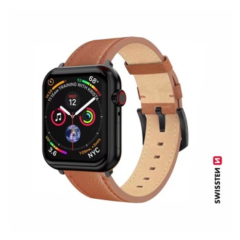 Recenze na SWISSTEN ŘEMÍNEK PRO APPLE WATCH KOŽENÝ 42 / 44 / 45 / 49 mm HNĚDÝ (černá spona a černé poutko)