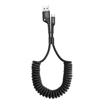 Baseus Pružinový kabel USB-C 1m 2A - černý