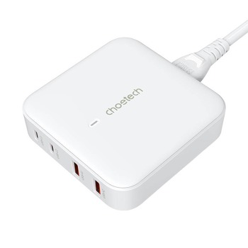 Stolní nabíječka Choetech PD8008, 2x USB-C, 2x USB-A, GaN, 100W (bílá)