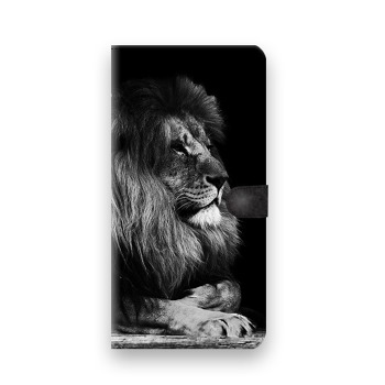 Knížkový obal na mobil Samsung Galaxy S6 Edge - Černobílý lev