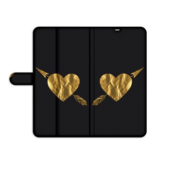 Knížkový obal na mobil Honor 9X Pro - Zlaté srdce s šípem