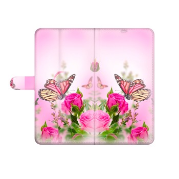 Knížkový obal na mobil Honor 5X - Růže a motýli