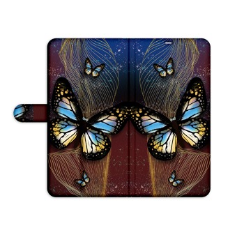Knížkový obal na mobil iPhone 12 - Motýli v zlaté spirále