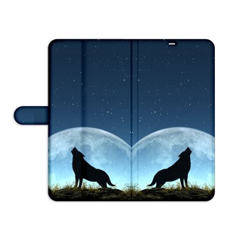 Knížkový obal na mobil Samsung Galaxy J6 Plus (2018) - Vyjící vlk