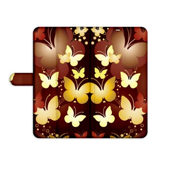 Knížkový obal pro mobil Samsung Galaxy S5 / Neo - Zlato-hnědý motýlci