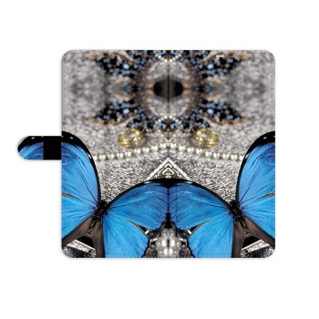 Obal na mobil Samsung Galaxy S5 / Neo - Modrý motýl s drahokamy