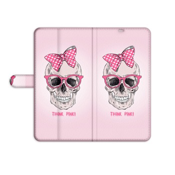 Knížkový obal na iPhone 12 Pro - Růžová lebka
