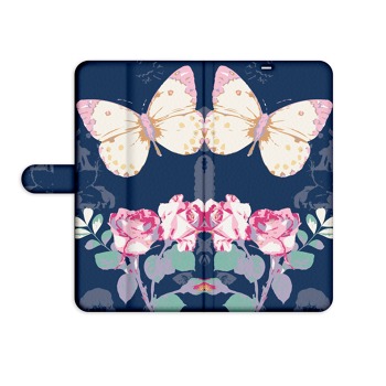 Knížkový obal na mobil iPhone 13 Mini - Motýl s růží